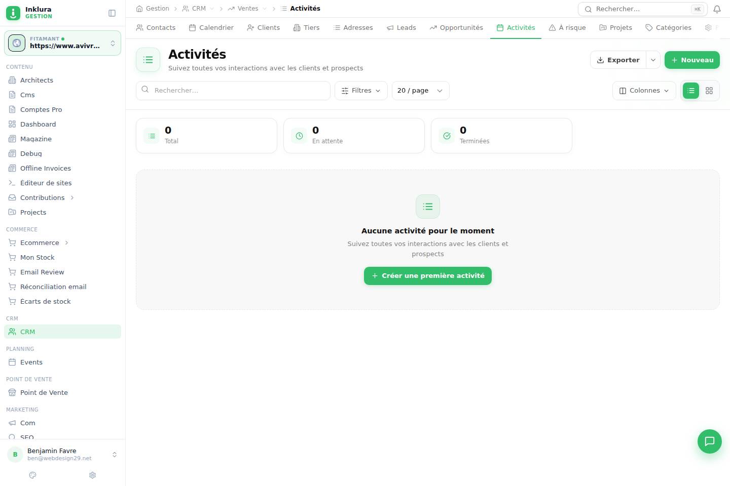 CRM — Ventes · Activités