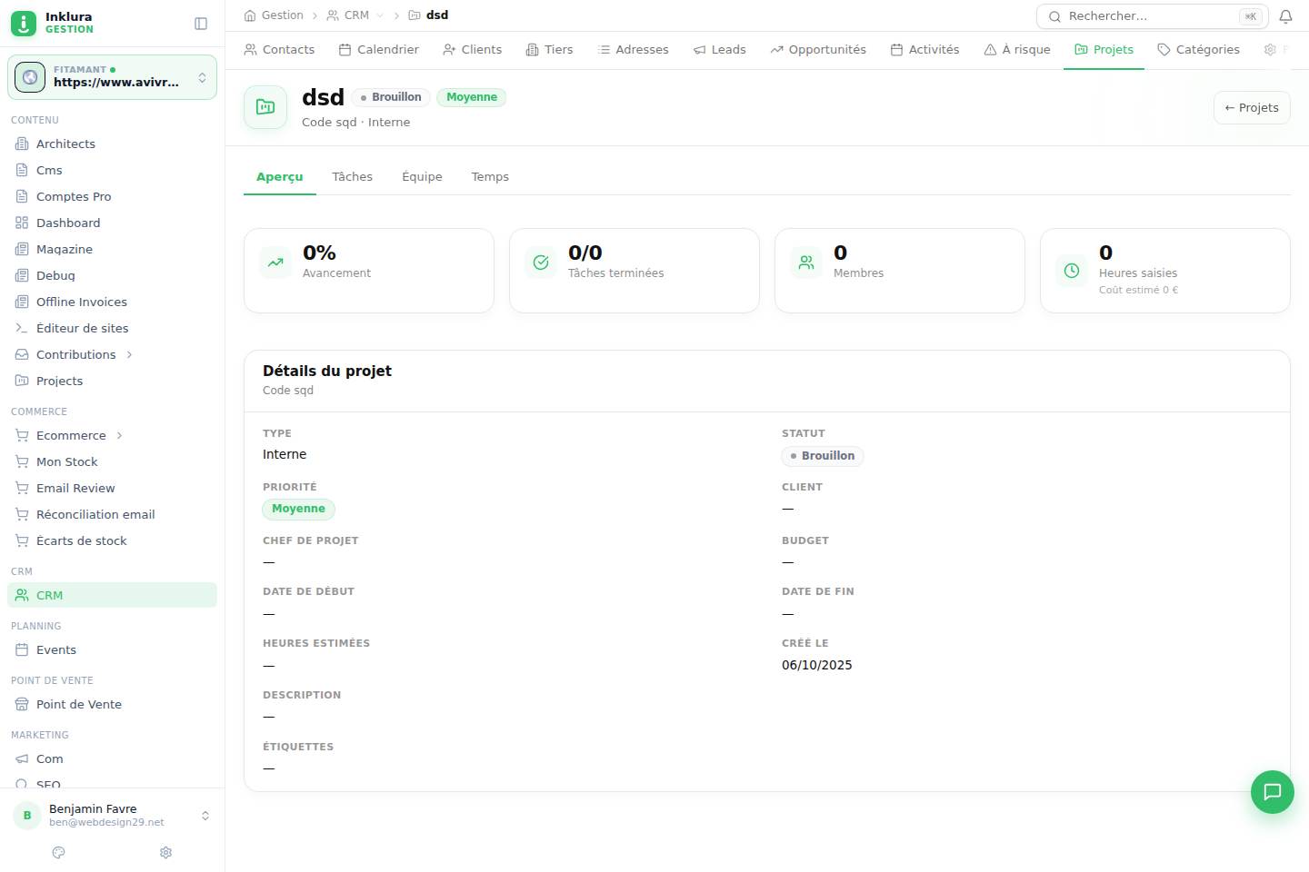 CRM — Fiche — Projets