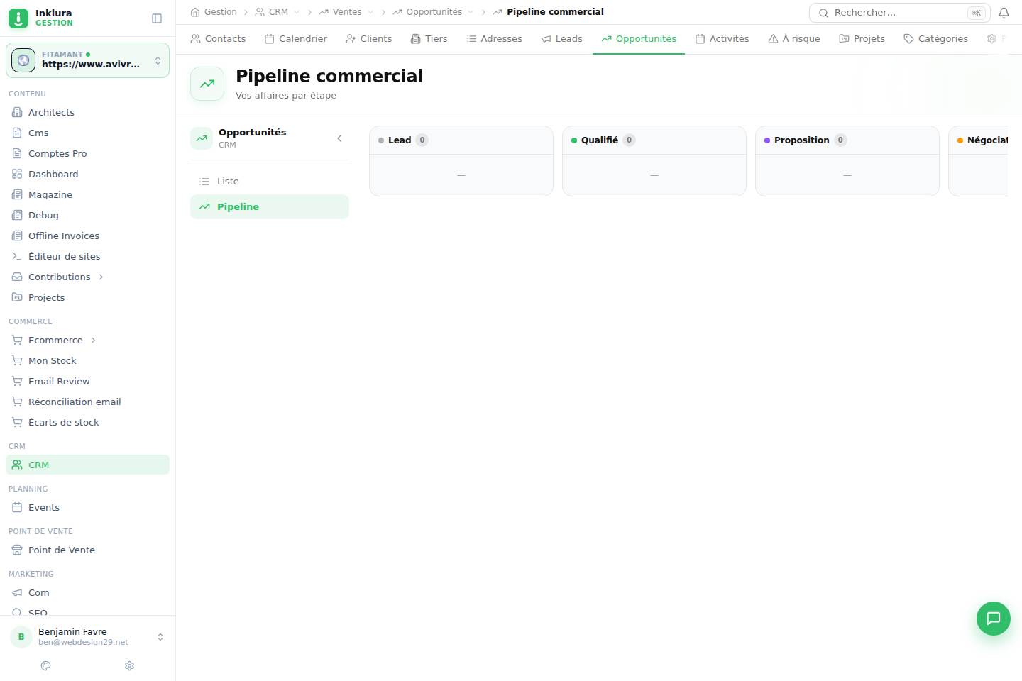 CRM — Ventes · Opportunités · Pipeline