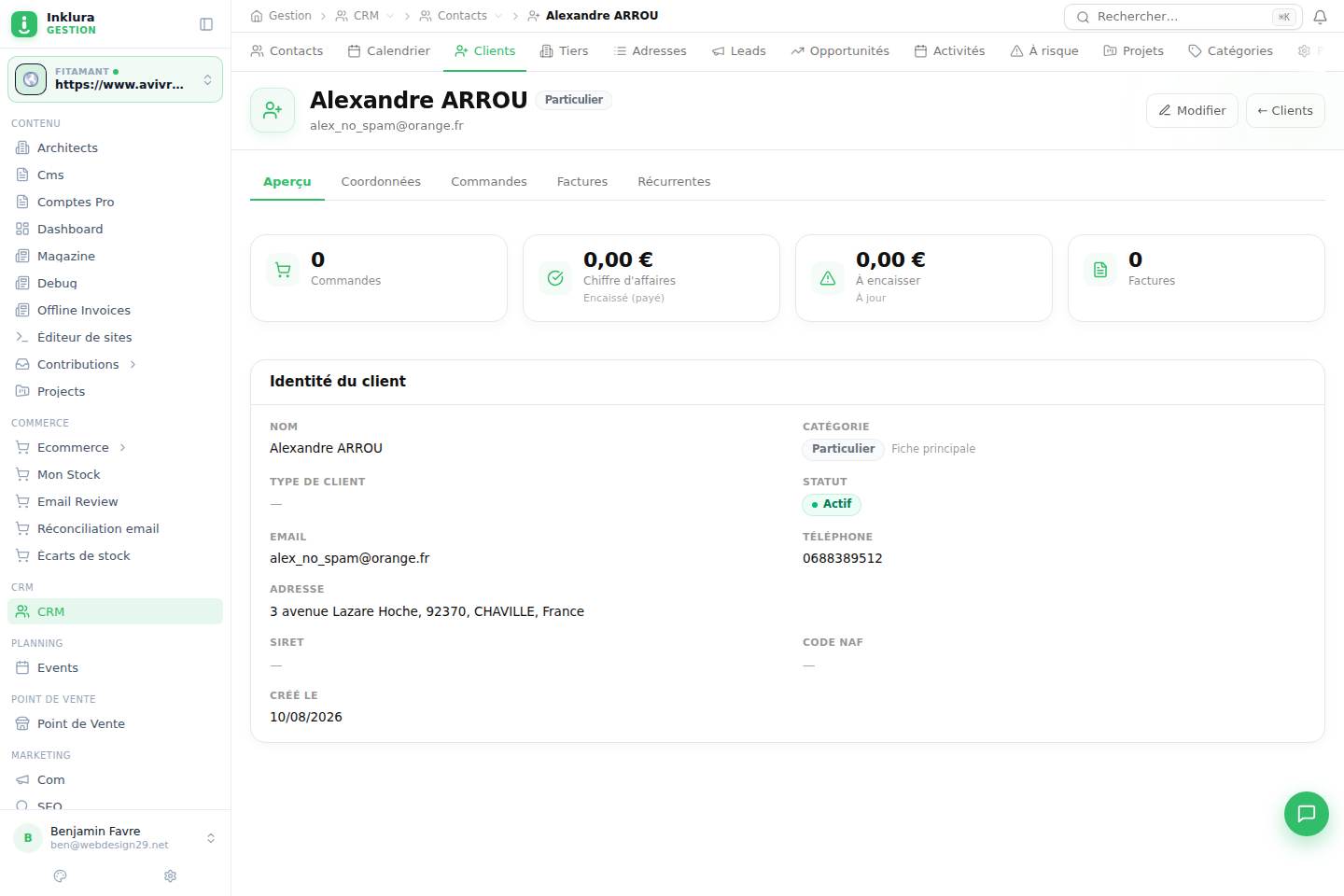 CRM — Fiche — Contacts · Clients