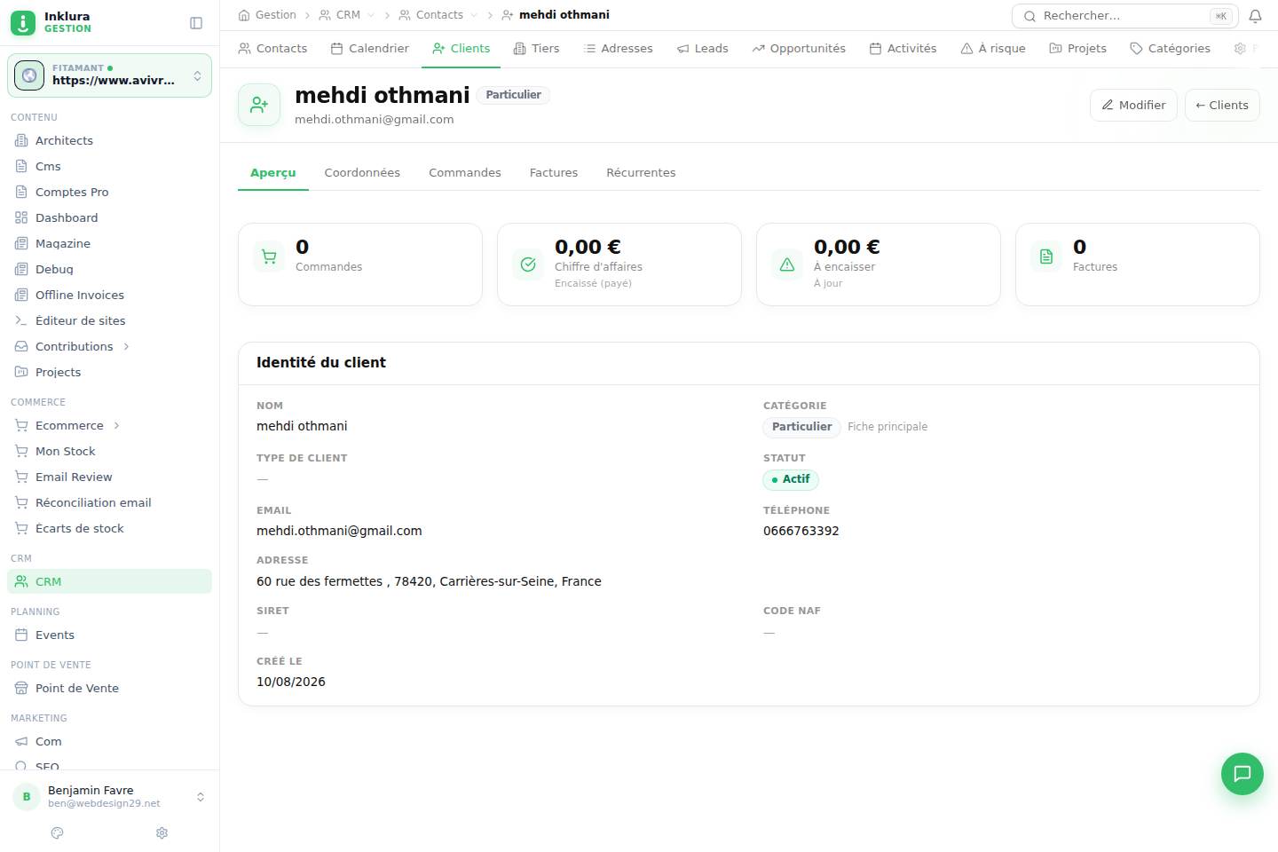 CRM — Fiche — Contacts · Clients