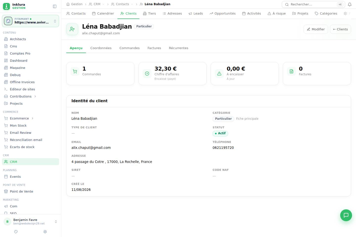 CRM — Fiche — Contacts · Clients