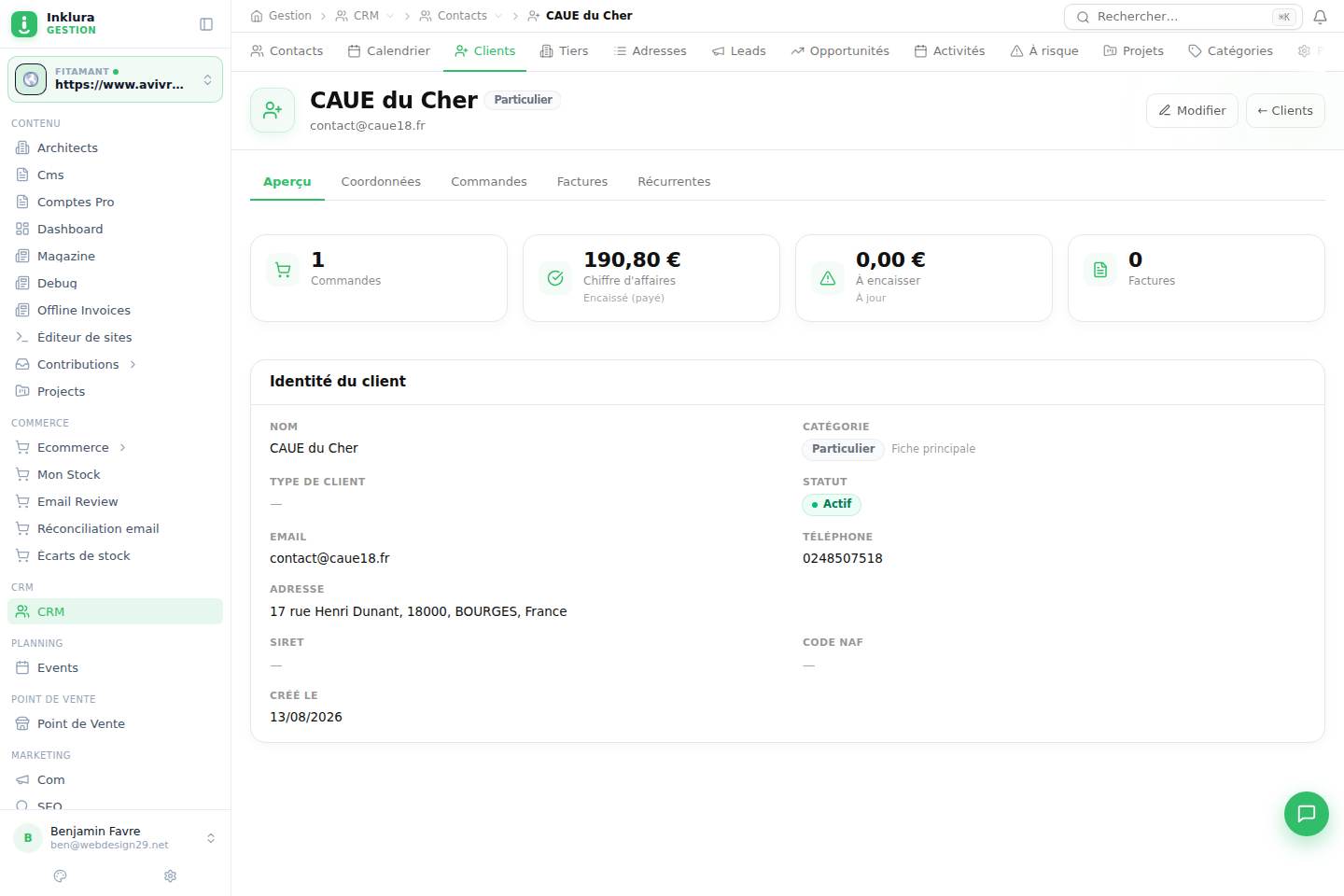 CRM — Fiche — Contacts · Clients