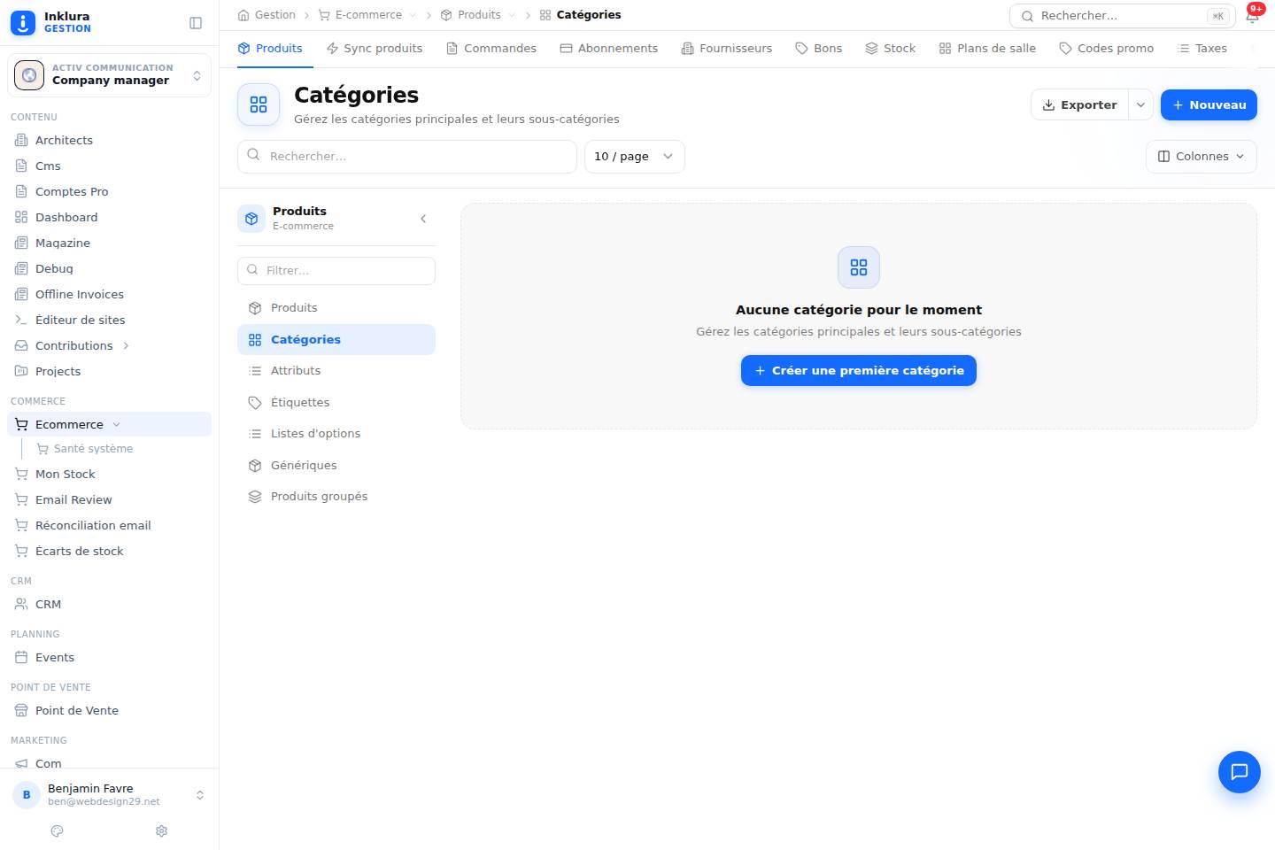 E-commerce — Produits · Catégories