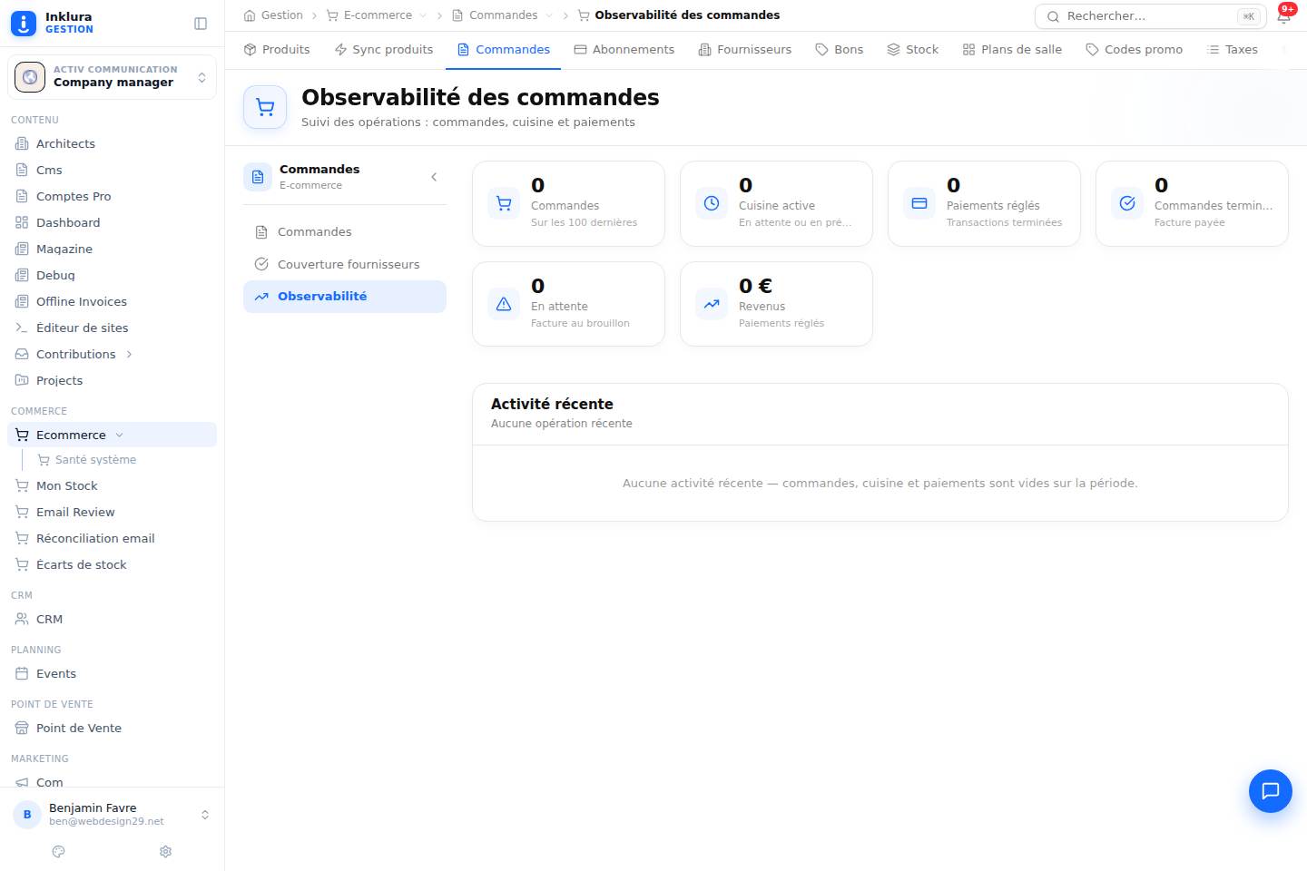 E-commerce — Commandes · Observability