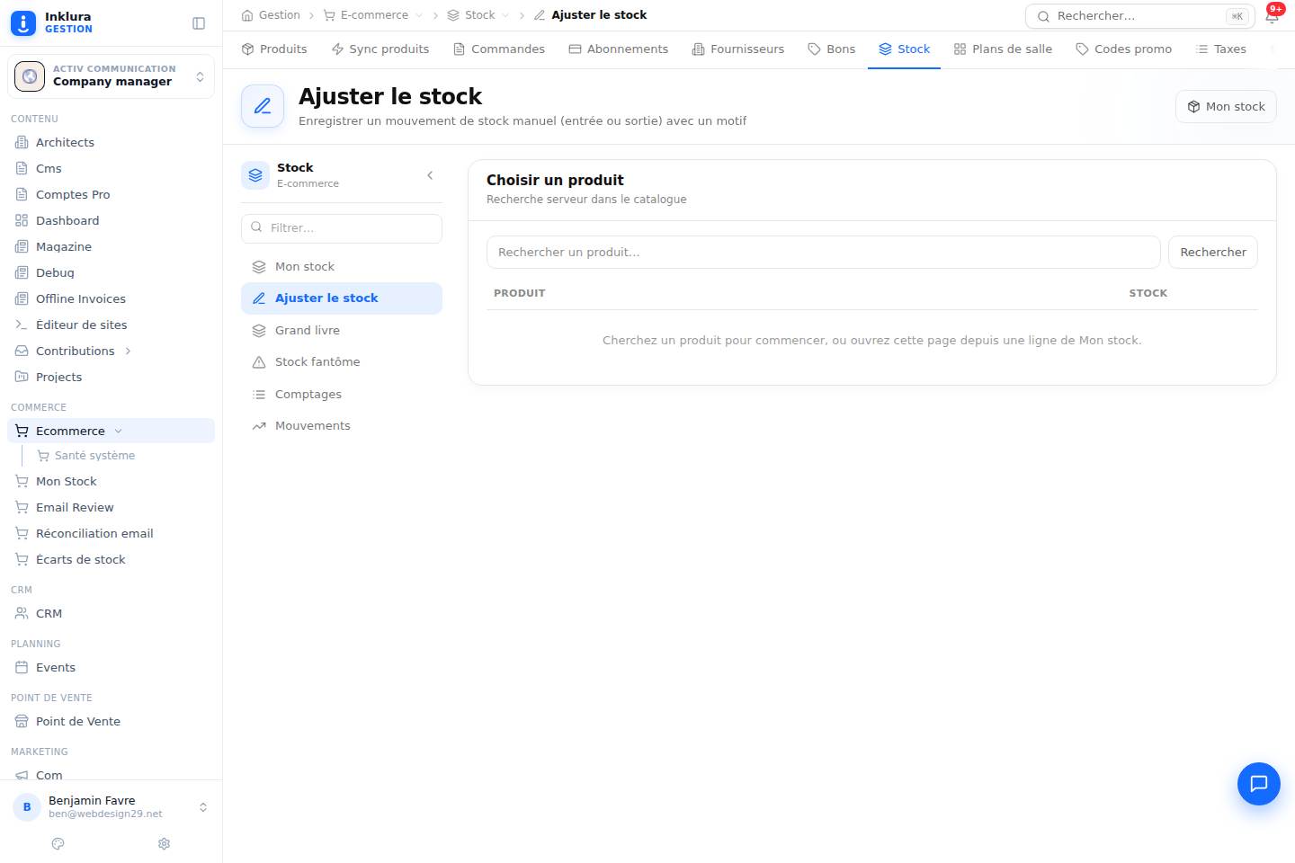 E-commerce — Stocks · Stock Adjust