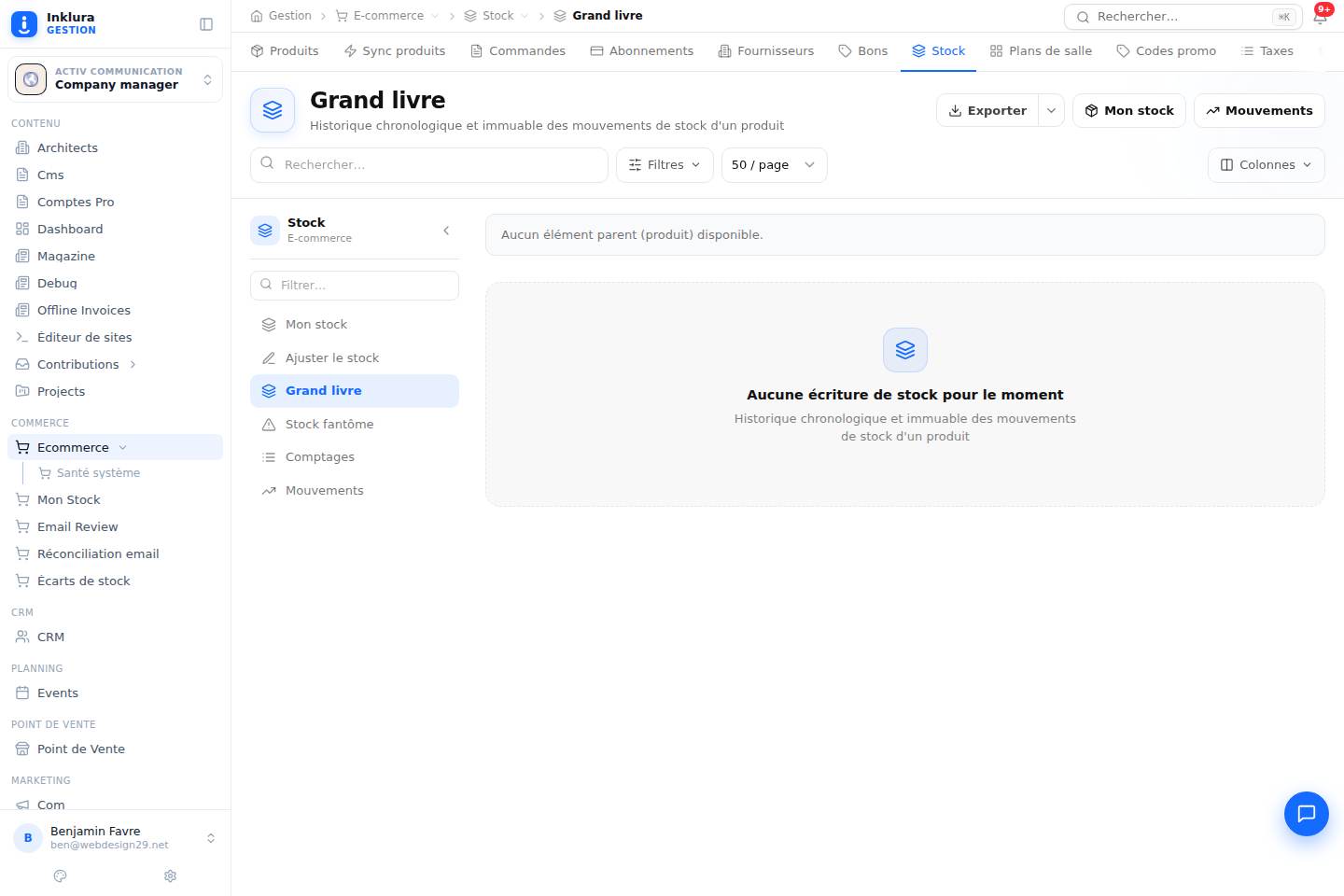 E-commerce — Stocks · Stock Ledger