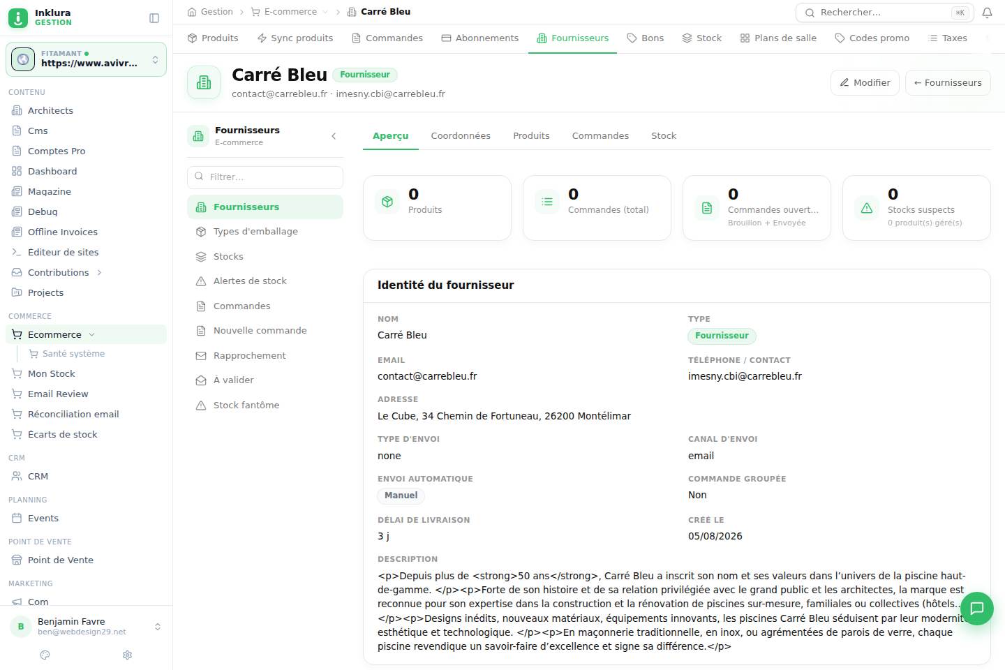 E-commerce — Fiche — Fournisseurs