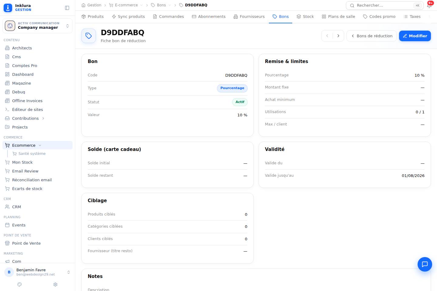 E-commerce — Fiche — Bons et promotions
