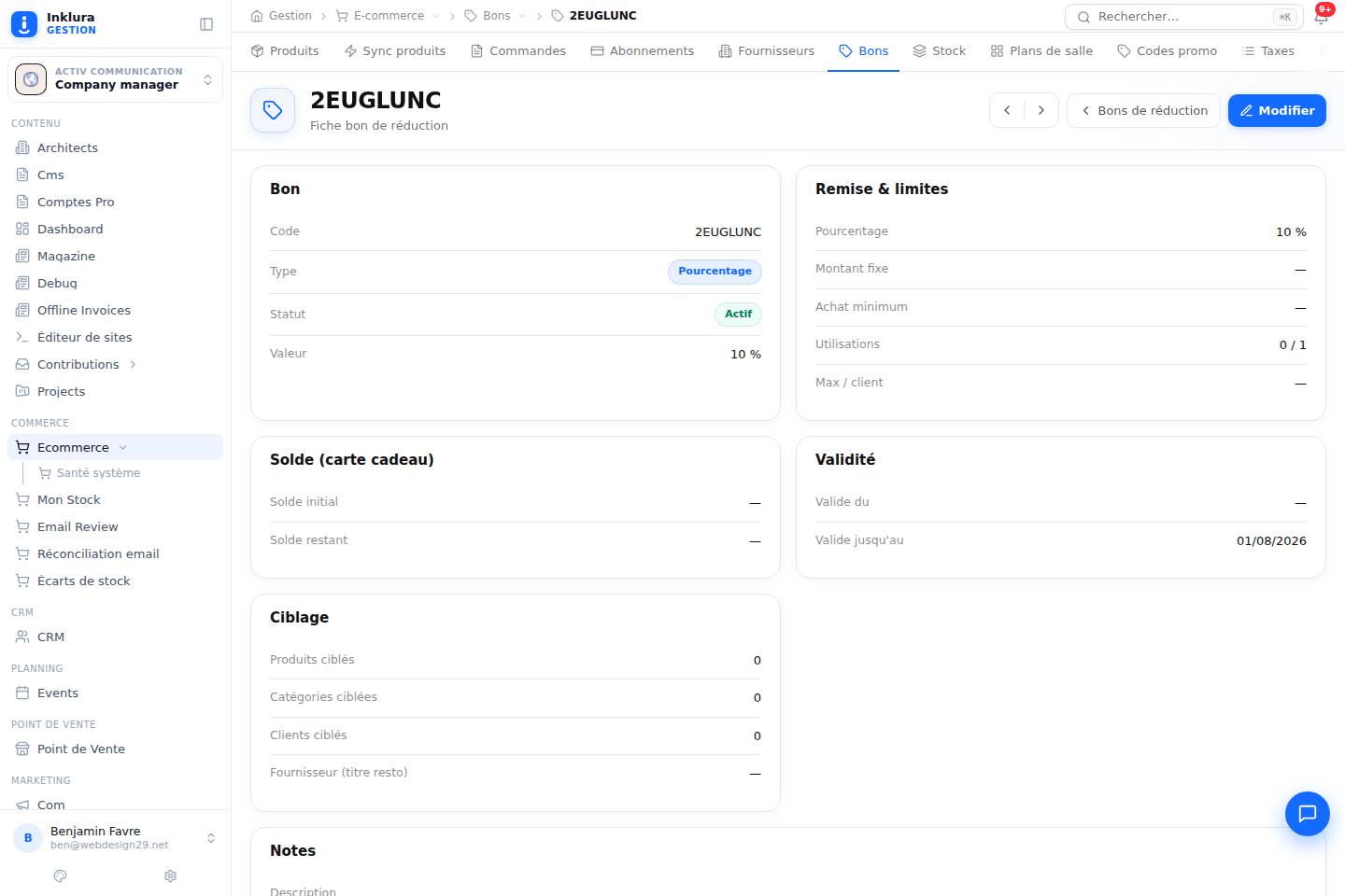 E-commerce — Fiche — Bons et promotions