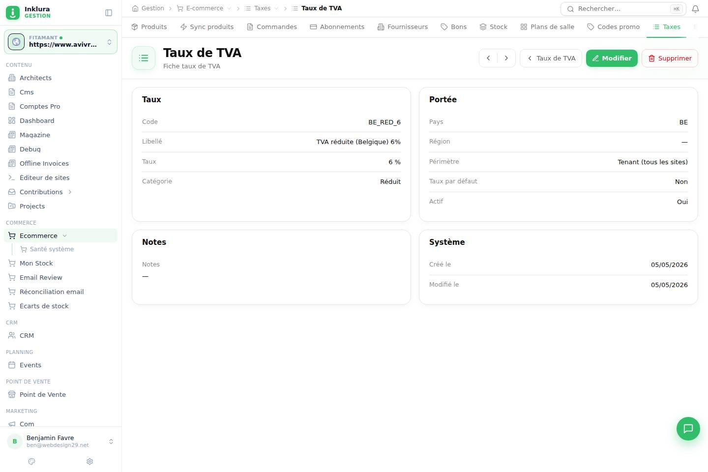E-commerce — Fiche — Taux de taxe