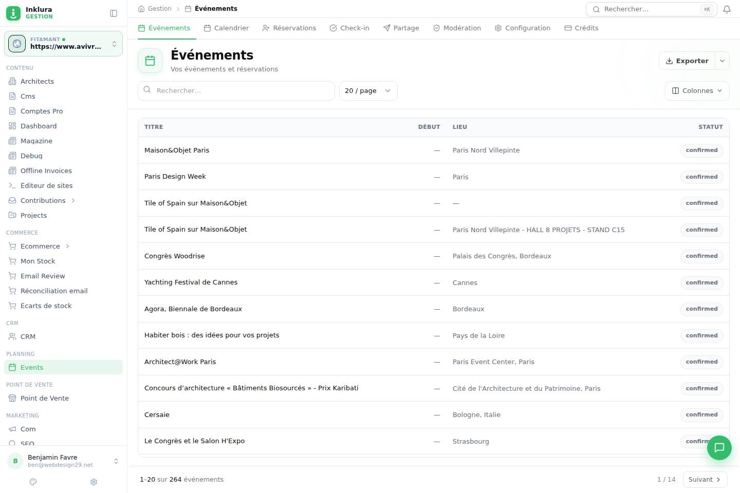 Événements — Vue d'ensemble de Événements