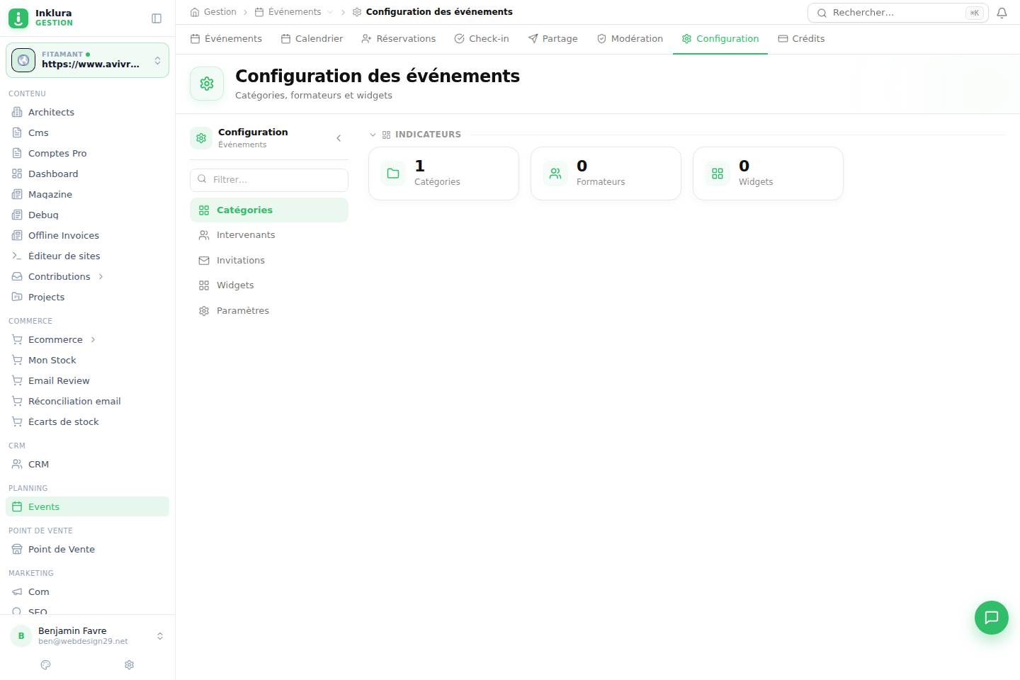 Événements — Configuration