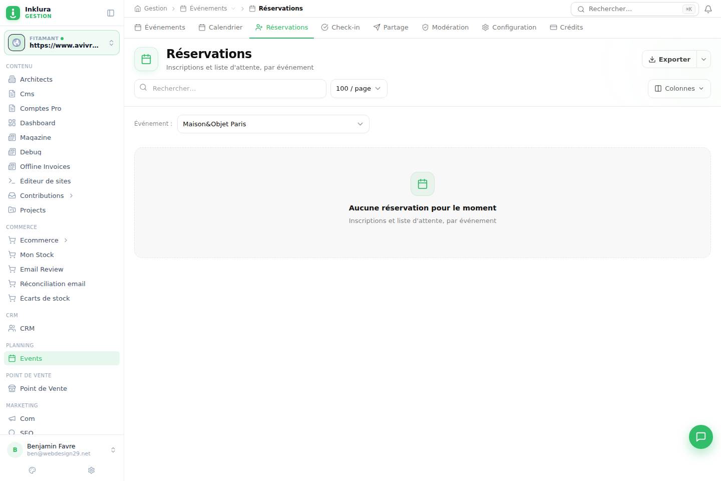 Événements — Gestion · Réservations