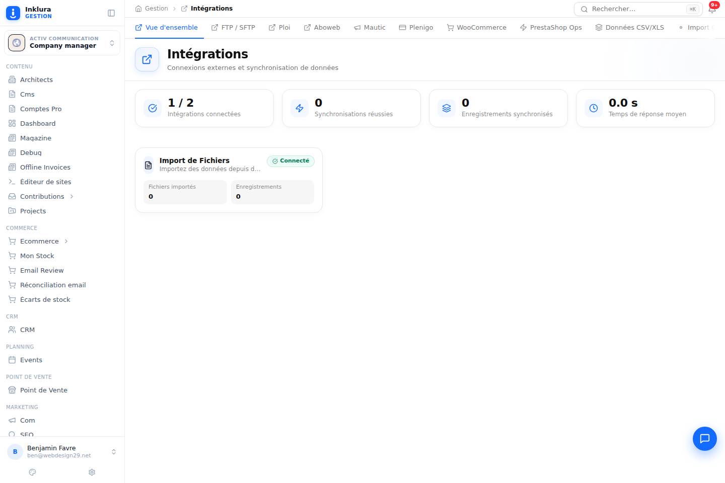 Intégrations — Vue d'ensemble de Intégrations