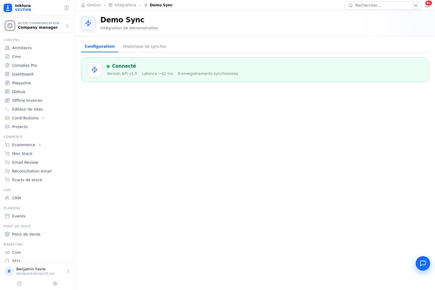 Intégrations — Demo
