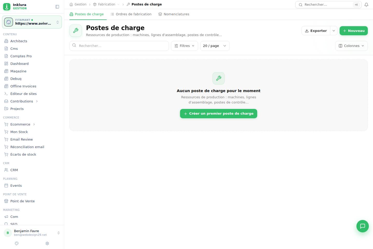 Fabrication — Postes de charge