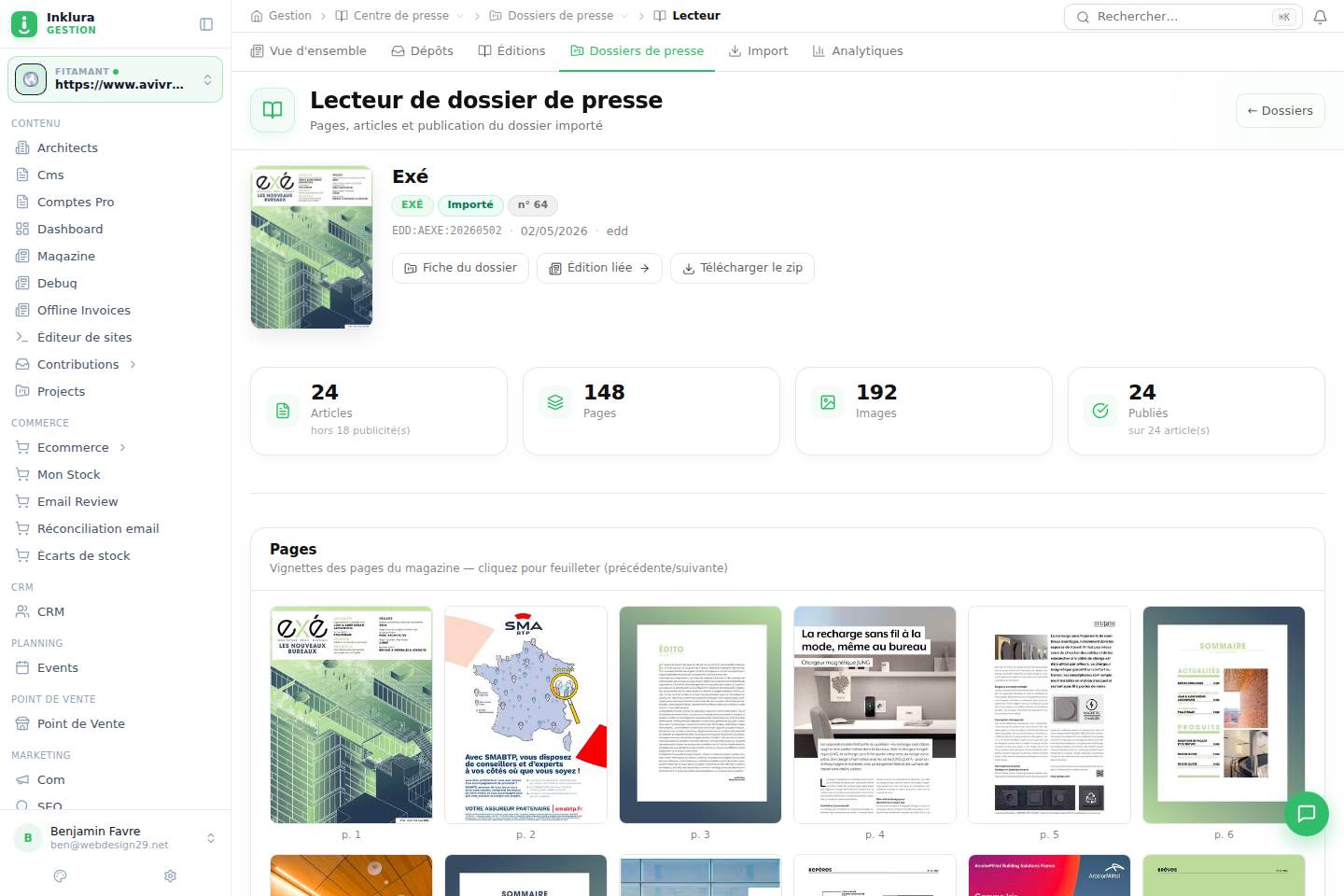 Centre de presse — Fiche — Packages · Reader