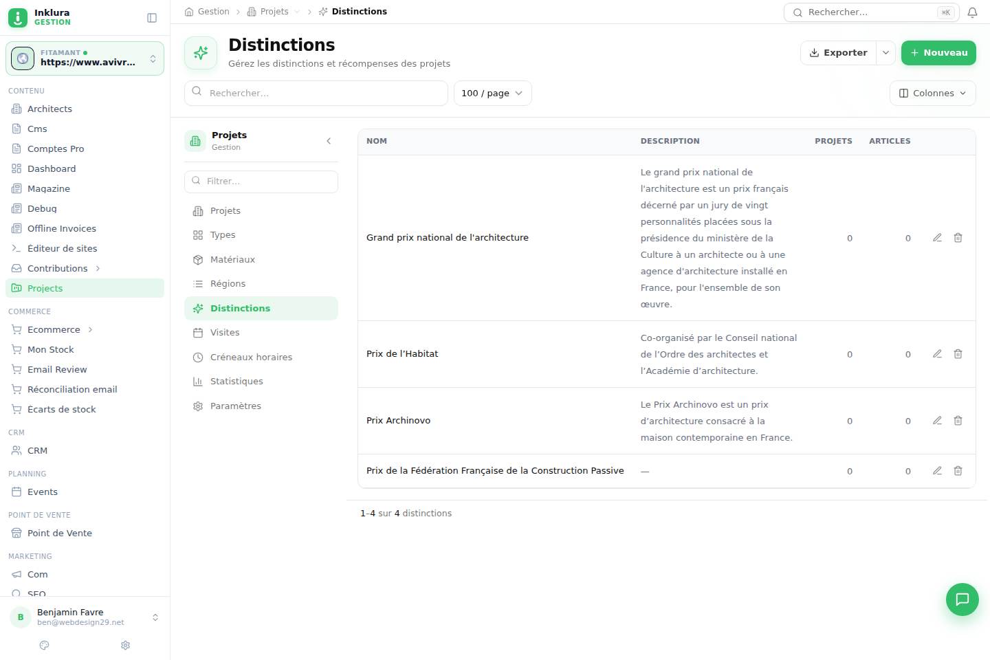 Projets — Distinctions