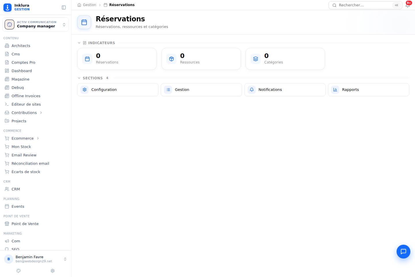 Réservations — Vue d'ensemble de Réservations